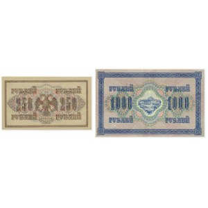Russia, 250 and 1.000 rubles 1917