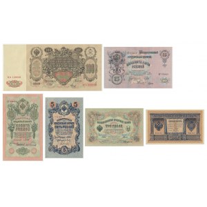 Rosja, zestaw 1 - 100 rubli 1898-1910 (6 szt.)