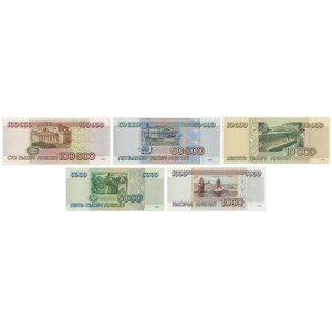 Rosja, zestaw 1.000-100.000 rubli 1995 (5 szt.)