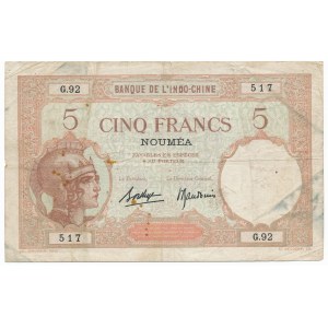 Tahiti, Bank Indochina, 5 francs ND (1927)