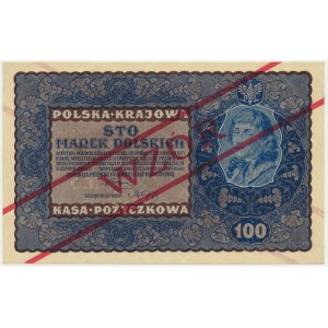 100 marek 1919 - WZÓR - I Serja A 123,456 ( Bez Nr ) - RZADKI