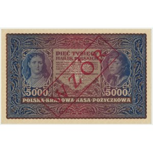 5.000 marek 1920 - WZÓR - II Serja A 123,456 - RZADKI