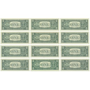 USA, 1$ 1969 - Full set of all district serial letters A - L (12pcs.)