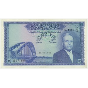 Tunisia, 5 dinars 1962