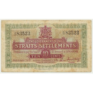 Straits Settlements, 10 centów 1919 - RZADKI