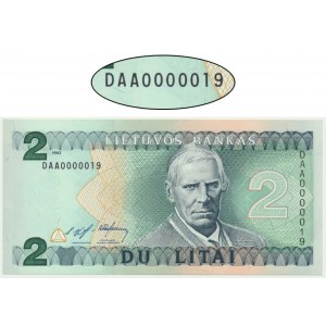 Lithuania, 2 litu 1993 - DAA 0000019 - low serial number