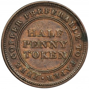 Kanada, Nowa Szkocja, 1/2 Penny Token 1813 - RZADKI