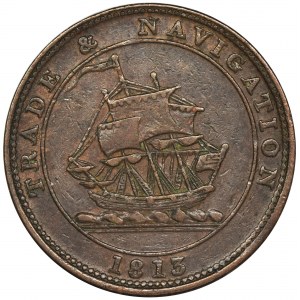 Kanada, Nowa Szkocja, 1/2 Penny Token 1813 - RZADKI