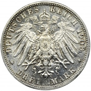 Germany, Bavaria, Otto, 3 Mark Munich 1908 D