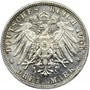 Niemcy, Bawaria, Otto, 3 Marki Monachium 1908 D