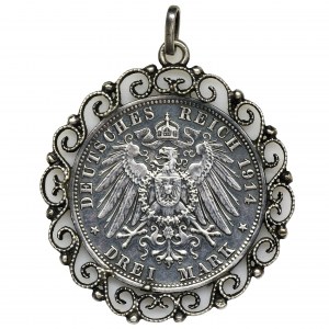 Niemcy, Bawaria, Ludwik III, 3 Marki Monachium 1914 D - medalion