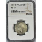 Królestwo Polskie, 2 złote polskie Warszawa 1818 IB - NGC MS60 - RZADKIE, ZNAKOMITE