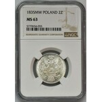 30 kopeck = 2 zloty Warsaw 1835 MW - NGC MS63