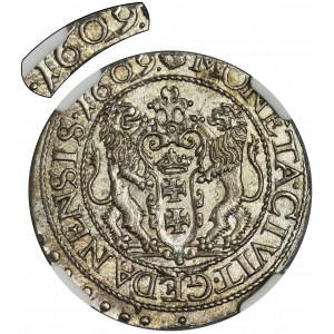 Zygmunt III Waza, Ort Gdańsk 1609 - NGC MS 64 - RZADKI, WYŚMIENITY i JEDYNY