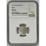 Sigismund III Vasa, Schilling Vilnius 1617 - NGC MS64