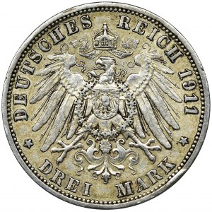 Niemcy, Królestwo Prus, Wilhelm II, 3 Marki Berlin 1911 A