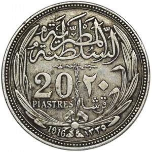 Egipt, Hussein Kamil, 20 Piastrów 1916 (AH 1335)