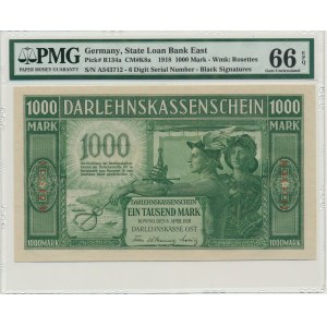 Kowno, 1.000 mark 1918 - A - 6 digit serial - PMG 66 EPQ