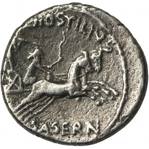 Roman Republic, L. Hostilius Saserna, Denarius - RARE