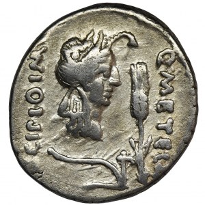 Roman Republic, Q. Caecilius Metellus Pius Scipio, Denarius