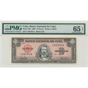 Cuba, 10 pesos 1960 - PMG 65 EPQ