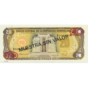 Dominicana, 20 pesos 1988 - SPECIMEN -