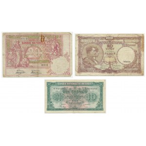 Belgia, zestaw 10-20 franków (1905-44) (3 szt.)