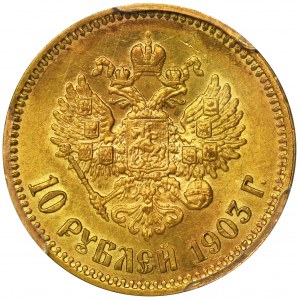 Rosja, Mikołaj II, 10 Rubli Petersburg 1903 A•P - PCGS MS62