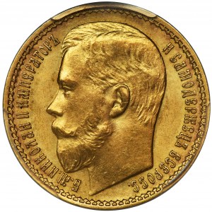 Rosja, Mikołaj II, 15 Rubli Petersburg 1897 AГ - PCGS MS63