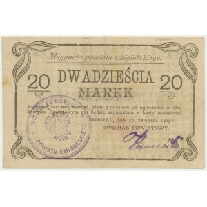 Śmigiel, 20 marek 1919 - najwyższy nominał emisji - RZADKOŚĆ
