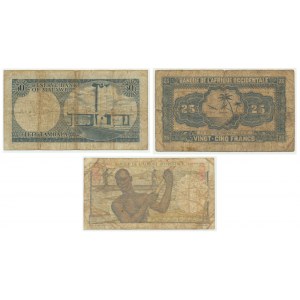 East Africa, set of 5-25 francs, 50 rambalas (3 pcs.)