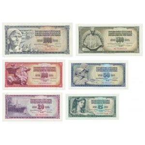 Jugosławia, zestaw 5 - 1000 dinarów 1968-86 (6 szt.)