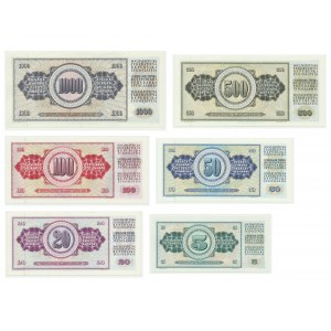 Jugosławia, zestaw 5 - 1000 dinarów 1968-86 (6 szt.)