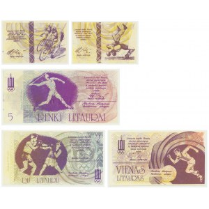Litwa, zestaw 10 centów - 5 litauru 1991 (5 szt.)