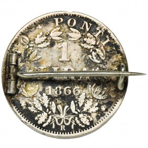 Vatican , Pius IX, pin from coin 1 lir 1866