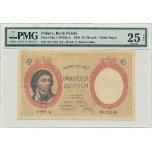20 złotych 1924 - II EM.A - PMG 25 NET - RZADKI