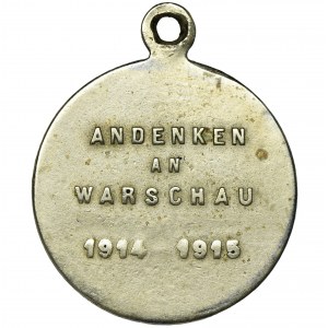 Niemcy, Prusy, Wilhelm II, medalik upamiętniający bombardowania Warszawy w 1914-15