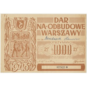 Dar na odbudowę Warszawy, cegiełka na 1.000 złotych 1946