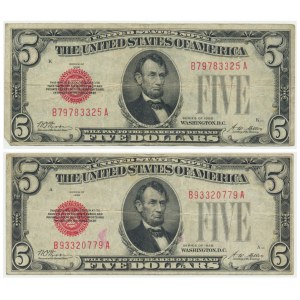 USA, set of 5 dollars 1928 (2 pcs.) - red seal