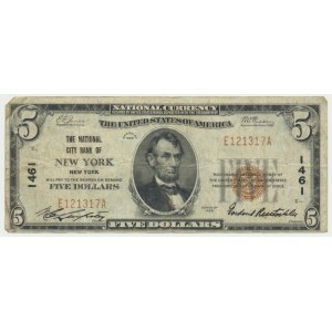 USA, Nowy York, 5 dolarów 1929