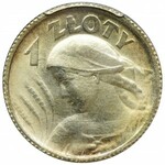 Kobieta i kłosy, 1 złoty Paryż 1924 - PCGS UNC - SKRĘTKA