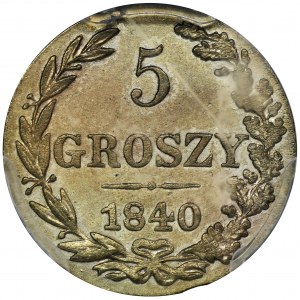 5 groszy Warszawa 1840 MW - PCGS MS63