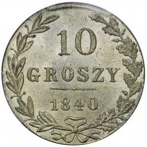 10 groszy Warszawa 1840 MW - PCGS MS66 - PIĘKNE