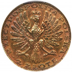 PRÓBA, 2 złote 1928 Matka Boska z Dzieciątkiem - PCGS UNC DETAILS