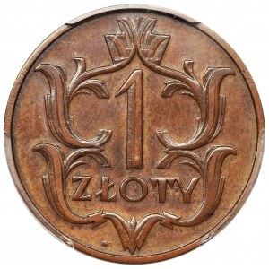 PRÓBA, 1 złoty 1929, brąz(?) - PCGS AU DETAILS - RZADKIE