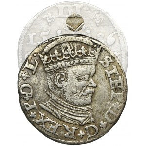 Stefan Batory, Trojak Ryga 1586 - BEZ krzyża - BARDZO RZADKI
