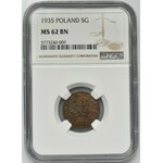 5 groszy 1935 - NGC MS62 BN