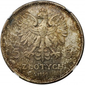 Revolution, 5 zlotych 1930 - NGC MS63, low relief