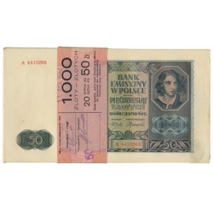 50 złotych 1941 - A - oryginalna paczka bankowa (20szt.)