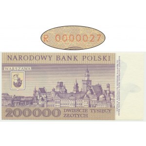 200.000 złotych 1989 - R 0000027 - niski numer seryjny